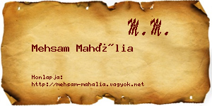 Mehsam Mahália névjegykártya